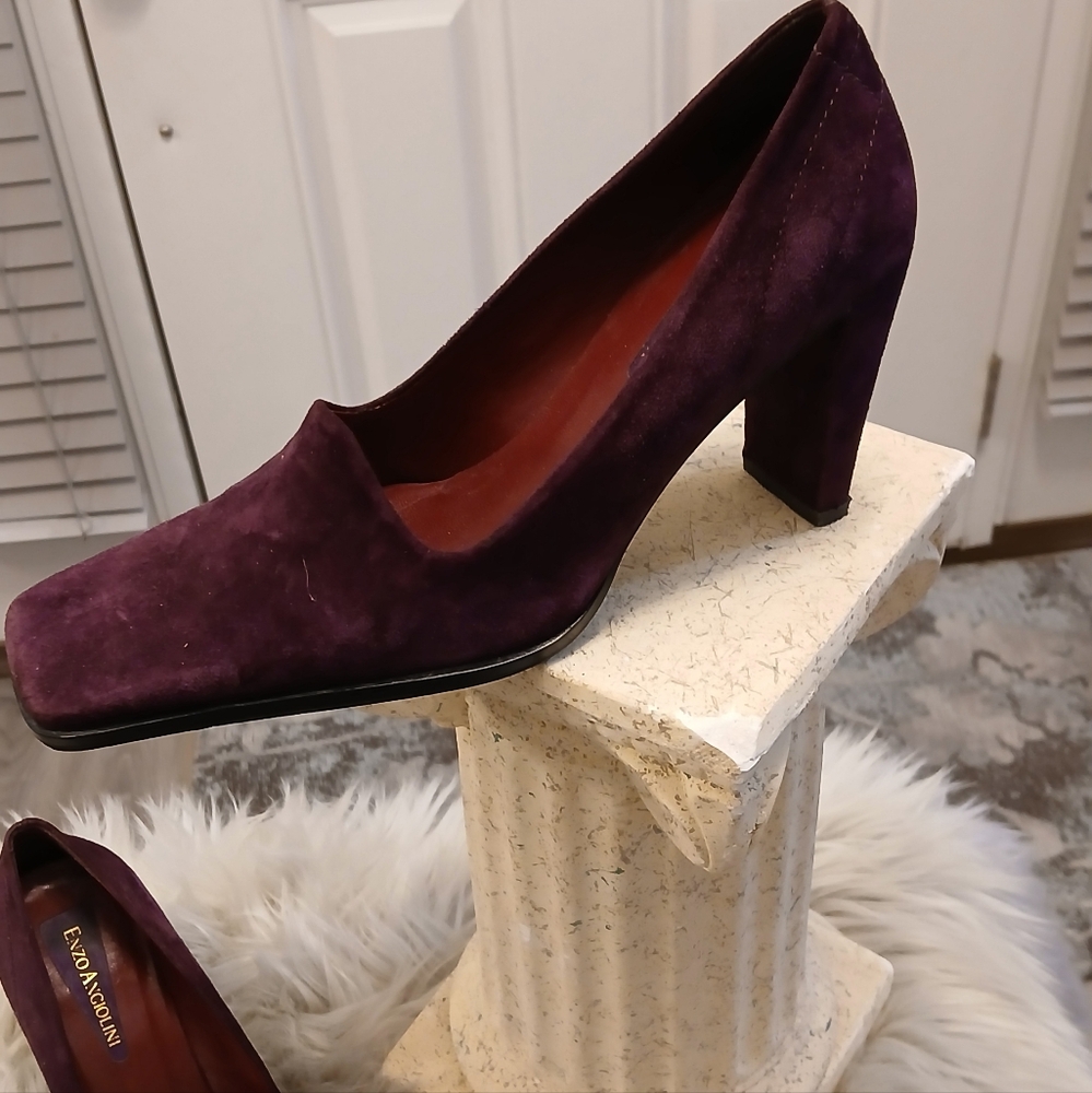 Enzo Angiolini Purple Suede Block Heels Size 8